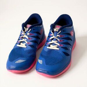 Nike Free 5.0 Running Shoes Blue/Pink 644446-400 Size 7 youth